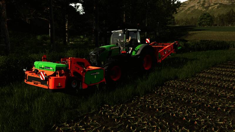 玩家种植洋葱和饲养高地牛的场景