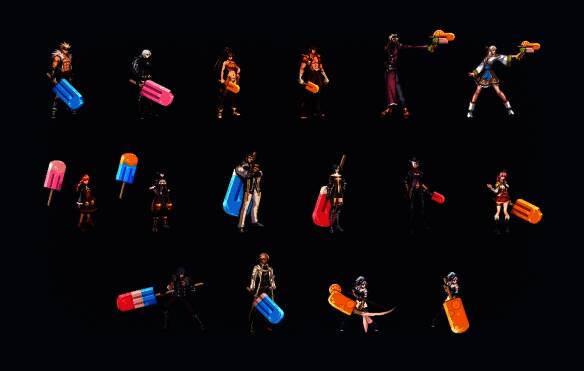 全职业冰棒武器装扮外观合集展示图，涵盖多个角色样式