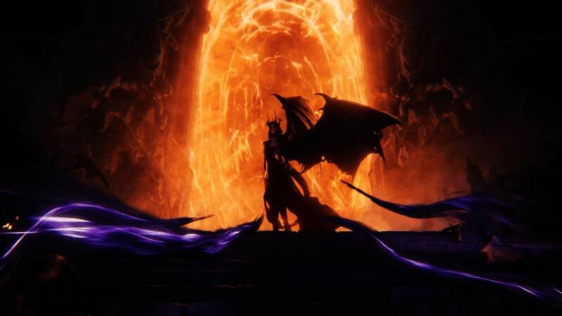 黑暗女士身披鎏金战甲,眼神冷峻,周身环绕龙族气息