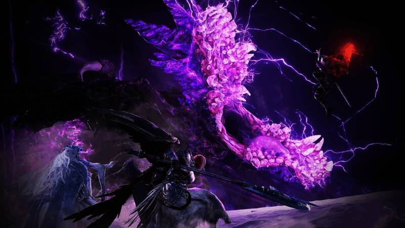 《艾尔登法环:黑夜君临》中黑暗神秘的常世之王登场画面,背景充满诡异氛围