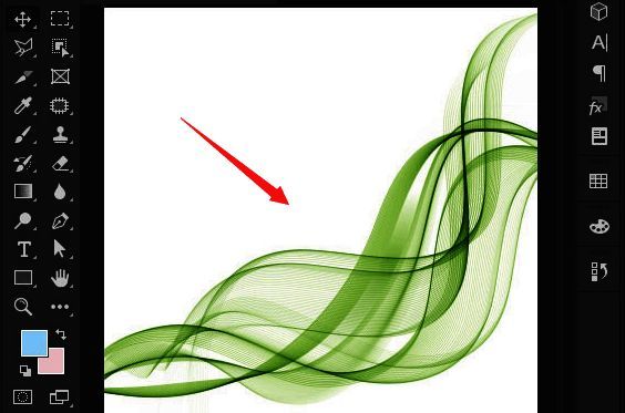 Photoshop文件菜单界面，准备导入绿色线条图像