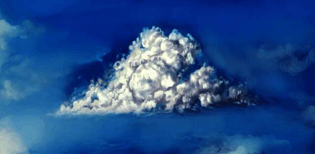 远景小云朵与雾气氛围营造效果展示