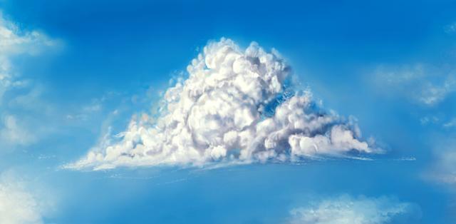 最终完成的逼真云朵特效作品展示图