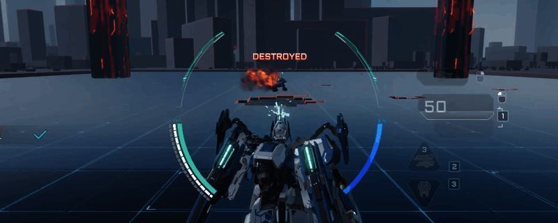 龙渊机甲战斗画面展示,机甲手持能量机炮,周围电光四射