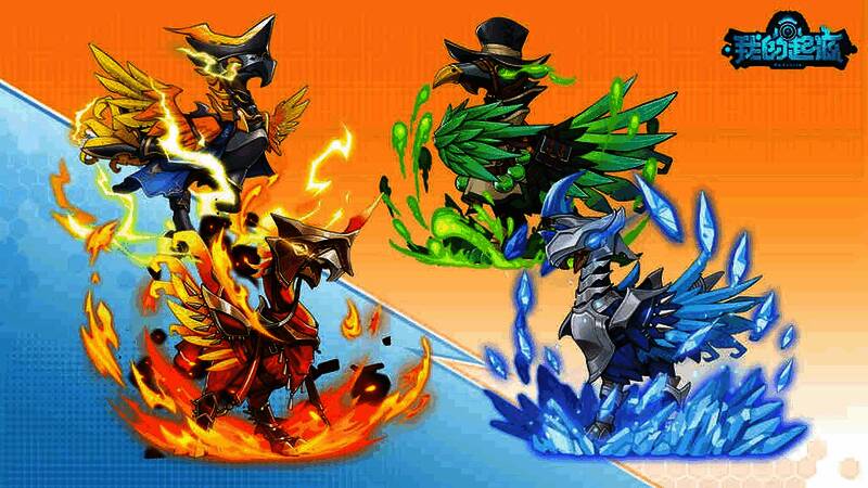 四只不同属性的陆行鸟展示图,各自展现独特外观与技能特效