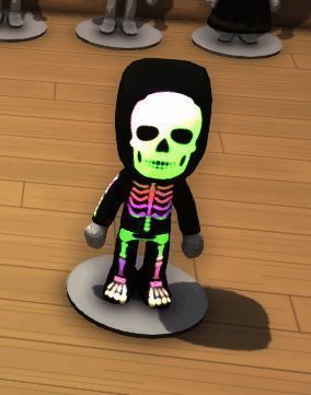 《金垦小镇》中骨头系列装扮展示，包括头部、上衣、裤子和鞋子