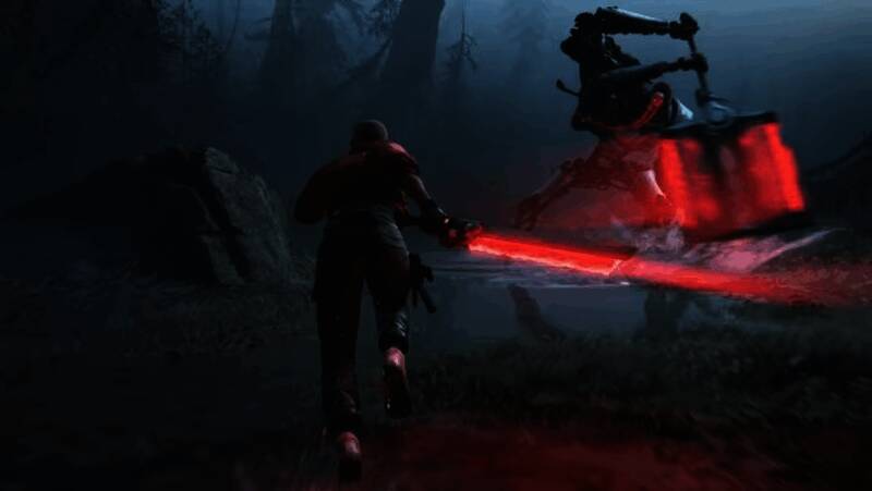 战斗场景展示主角手持武器攻击敌人，肢体被破坏特效逼真