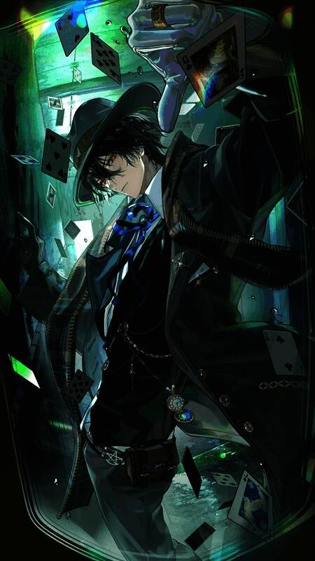 艾因SSR画灵坠时伪生立绘展示,手持武器,背景呈现神秘光影特效