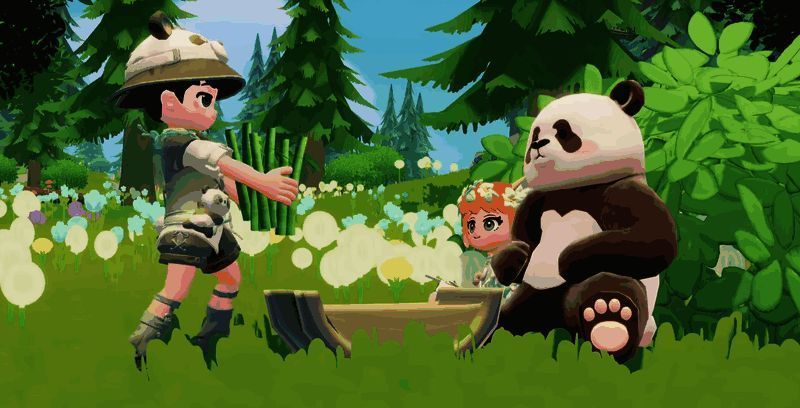 萌兰熊猫与小动物们在岛上举行生日派对,画面Q萌温馨