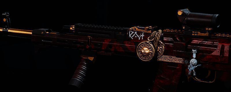 AKM突击步枪改枪界面展示，显示详细配件调整选项