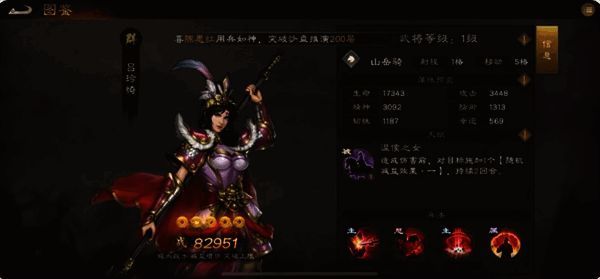 吕玲绮武将形象展示，身披战甲，骑马持枪