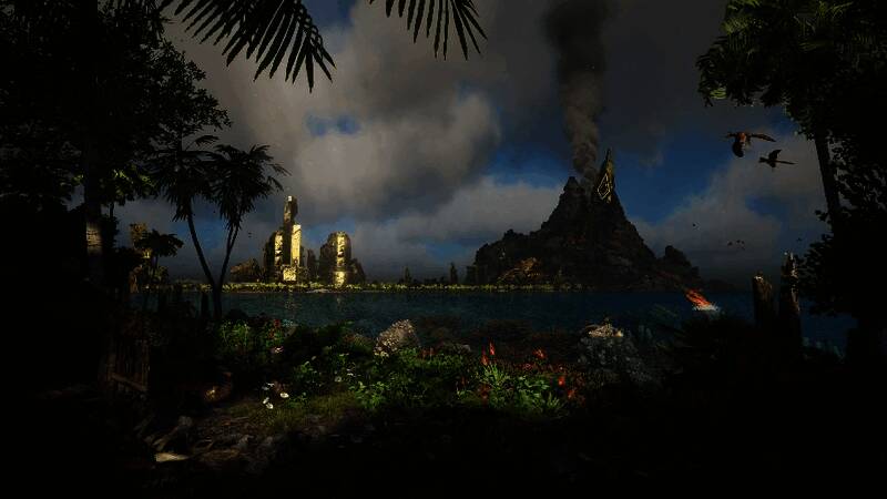 游戏画面展示沉没的方舟残骸与神秘深海环境,周围环绕奇异生物