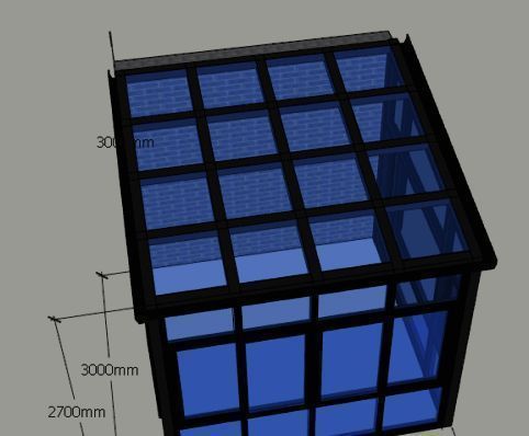 最终完成的阳光房顶三维建模效果图