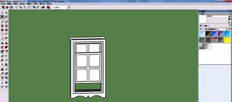 模型玻璃窗填充后效果图,展示半透明材质效果