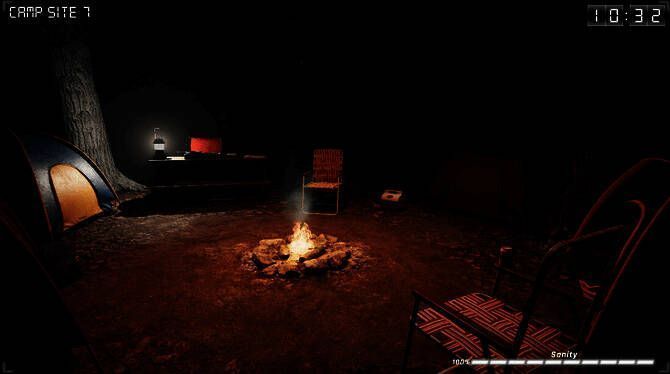 游戏主界面展示,黑暗风格搭配红色警示灯光效果