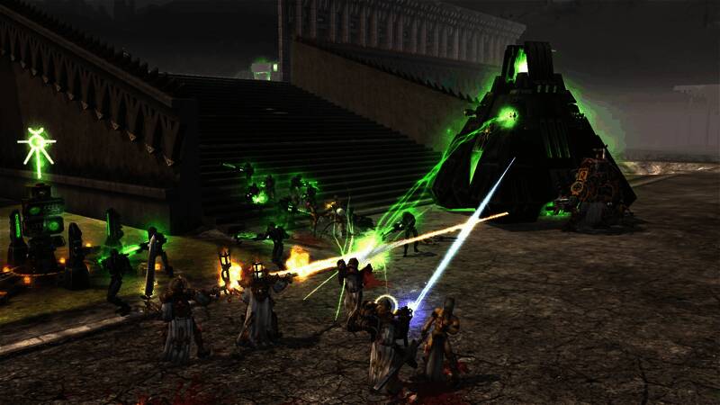 《战锤40K:战争黎明 终极版》游戏封面,星际战士与敌军激烈交火的场景