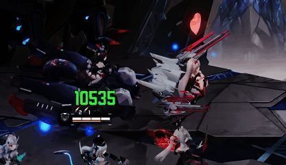 芭贝拉红释放爆发技能瞬间的战斗画面,周围环绕猩红能量特效