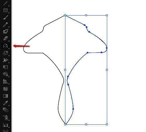 通过镜像复制完成蘑菇对称结构,左右两边完全一致,呈现出完整蘑菇轮廓