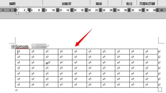 Word界面中插入7x10表格的操作界面示意图