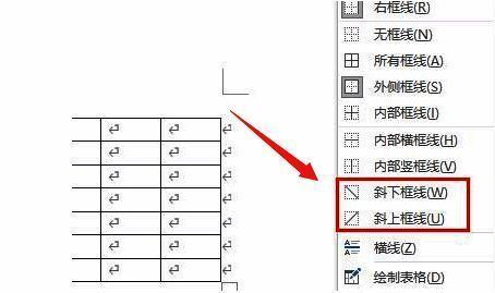 斜下框线设置完成后的表格效果展示图