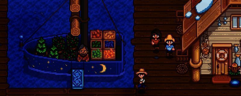 星露谷物语游戏界面展示,角色正在农田中忙碌,背景为乡村田园风光