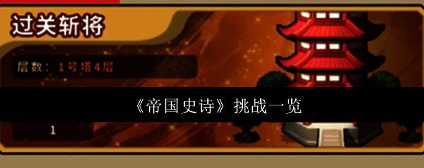 《帝国史诗》挑战系统界面展示，清晰呈现四大挑战模块