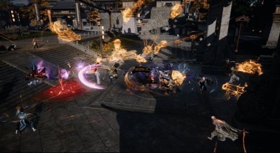 大兴府战场激战画面,帮会成员集体冲锋,战场硝烟弥漫