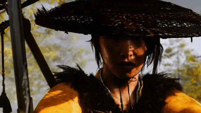 《羊蹄山之魂》导演采访现场，背景为游戏场景画面