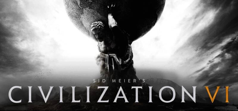 《文明6》游戏封面展示，背景为文明发展历史的拼图设计