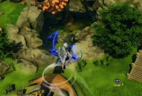 角色使用幻影冲锋突破风障,身后留下残影特效,前方是全新的探索区域