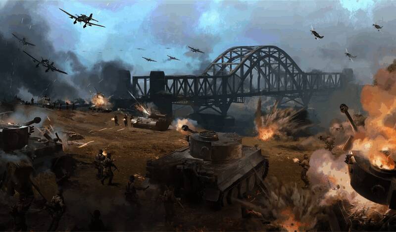 《突袭5》游戏封面宣传图,展示二战战场硝烟弥漫的激烈场景