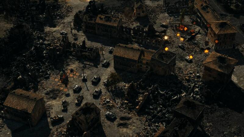 游戏中玩家操控多辆二战坦克与战机进行激烈对抗的场景画面