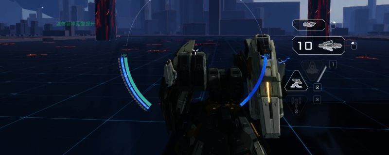 剑龙机甲在战场上释放烟雾，进行火力压制的战斗画面