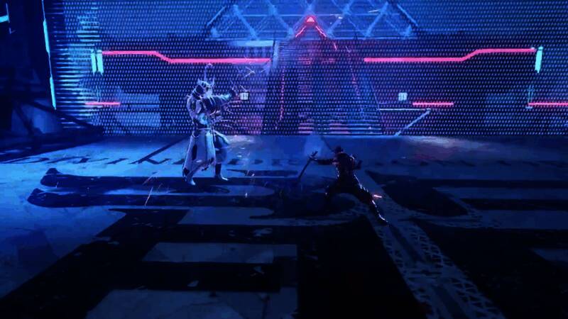 主角蓄力一击画面,剑光划破空气,Boss进入硬直状态