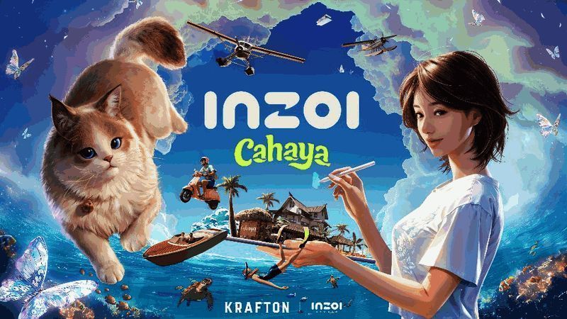 《云族裔》新DLC地图inZOI Cahaya概念图,展示热带双岛风貌,主岛绿意盎然,度假岛阳光明媚