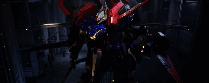 解限机天袭者ZETA涂装效果图,机体呈现蓝灰主色调,红金色线条勾勒出机械感轮廓,极具未来战士气质