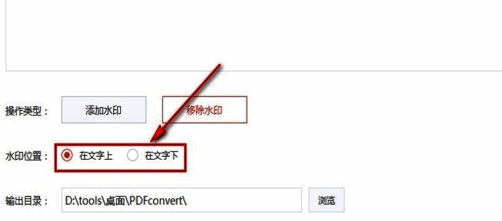 PDF预览界面中用红色边框标记水印位置