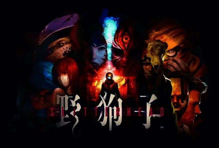 《野狗子》概念艺术展现场图，展板上展示着主角黑泽与诡异生物的设定草稿