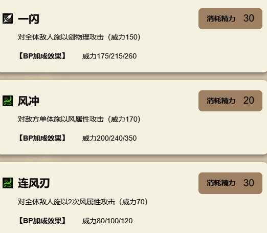 技能图标展示‘疾风斩’，造成多段物理伤害并附带短暂眩晕效果