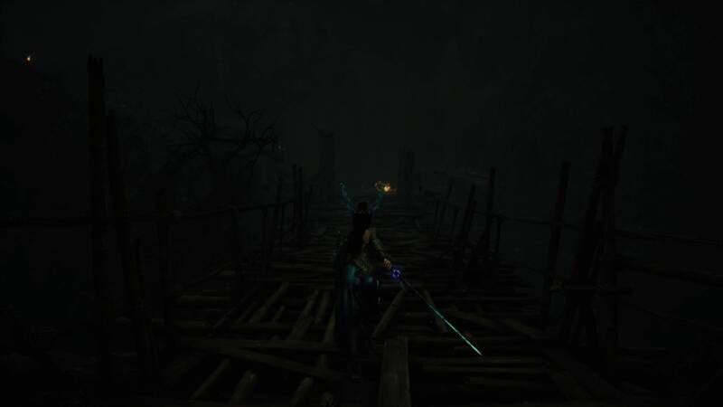 《明末：渊虚之羽》游戏封面图展示主角无常持刀站立于废墟之中，背景是阴郁的巴蜀山林与漂浮妖气