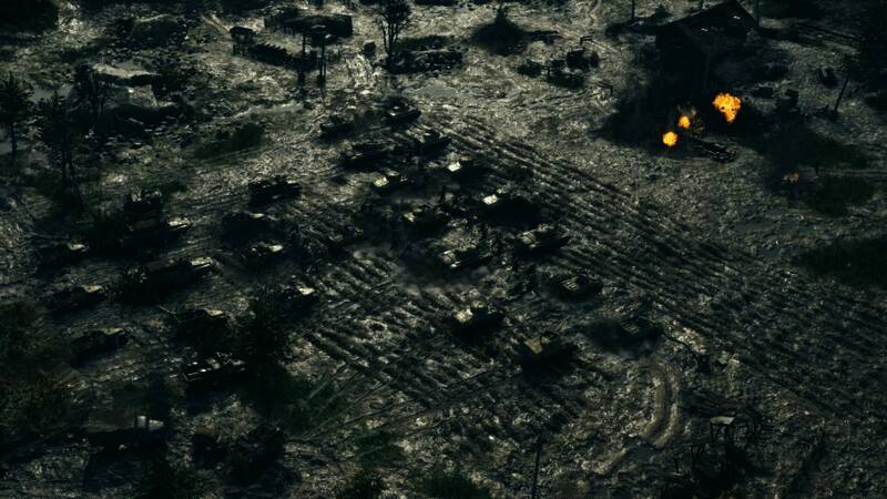 游戏中指挥官界面展示三位不同风格的将领头像及其技能树,背景为战场地图与部队部署示意图