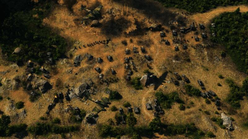 东线战场雪地中苏军步兵与坦克协同推进,背景是燃烧的村庄与炮火轨迹