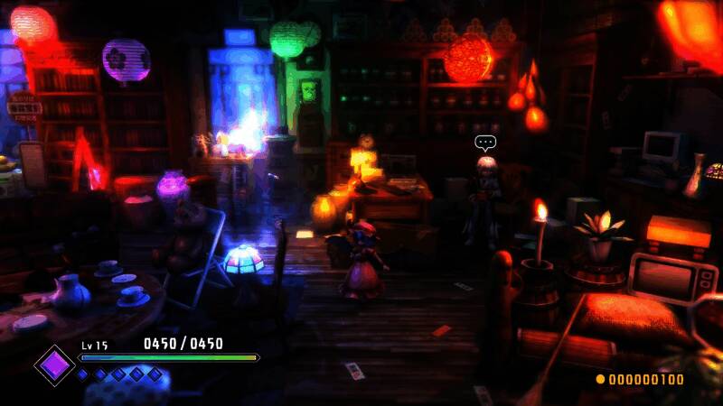 蕾米莉亚释放大招的瞬间,红色符卡光芒四射,周围弹幕如风暴般席卷