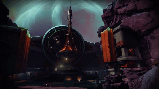 守护者使用物质火花技能在开普勒地表高速移动,身体周围环绕蓝色暗物质能量流