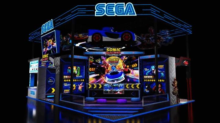 展台布局平面图,清晰标注五大游戏区域与互动打卡点