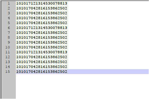 Notepad++中打开一个包含多行文本的文件,光标位于第一行,界面显示行号