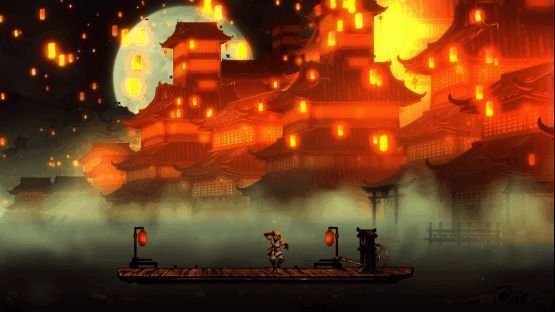 《超级忍 反攻的斩击》灯会关卡画面,节日灯笼高挂,忍者在人群中展开战斗