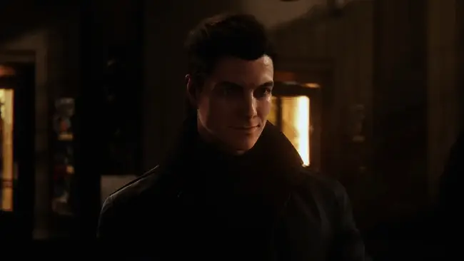 开发团队与米高梅代表在会议中讨论角色设定,白板上写着‘智取优于强攻’的设计理念