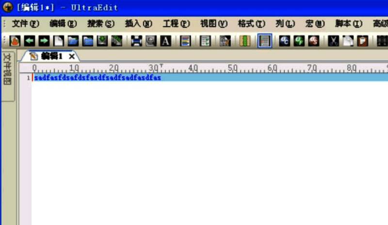 用户在Ultra Edit中输入文本内容的编辑界面,光标位于文档中部