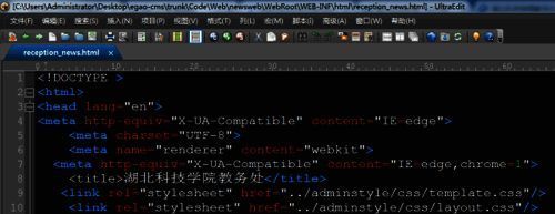 UltraEdit软件主界面展示，底部状态栏清晰显示当前编码格式